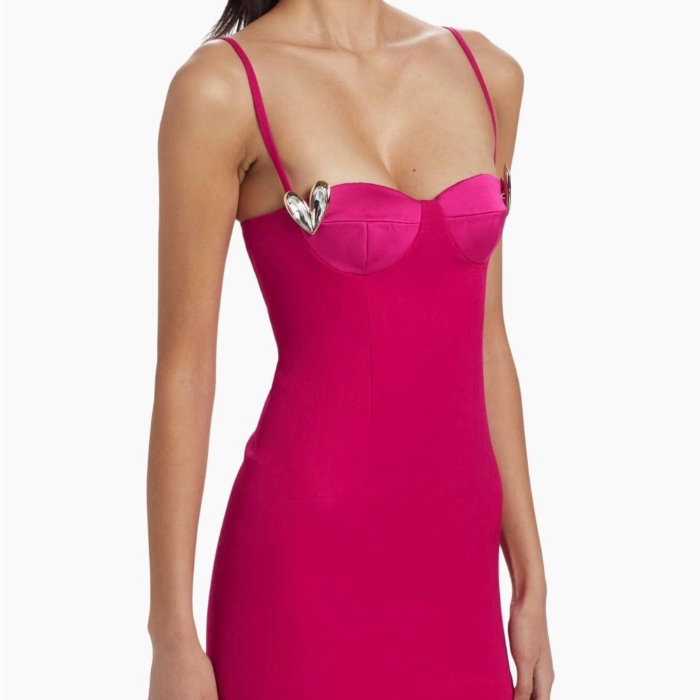 AREA Fuchsia Mini Dress with Silver Accents
